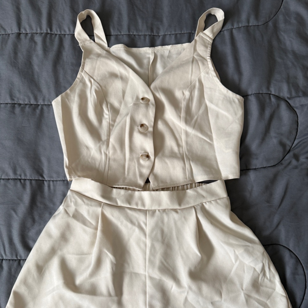 Cream Button-Up Corset Top
